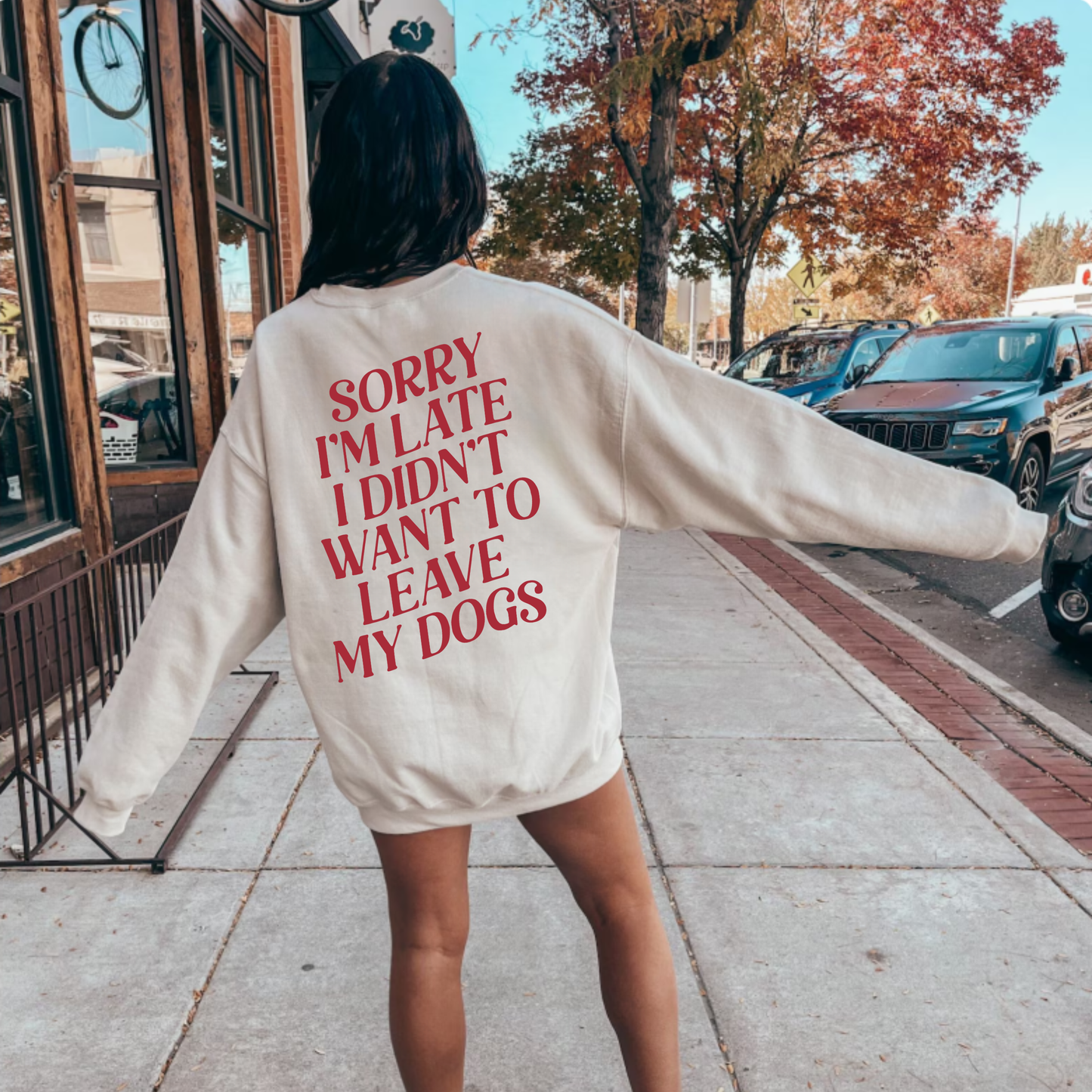 Sweater Sorry i'm late i didn't want to leave my dogs