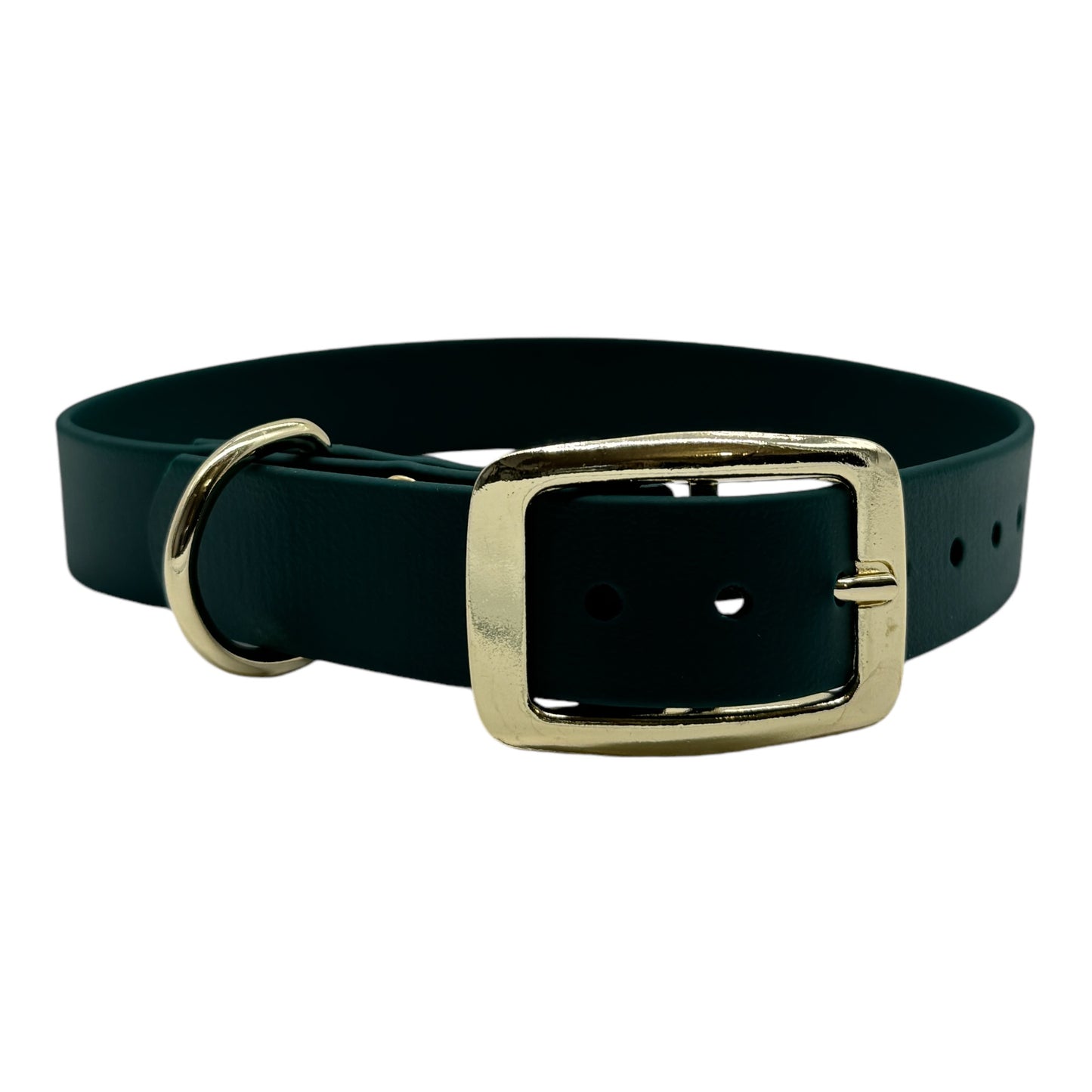 'Dark green' halsband met gouden messing afwerking