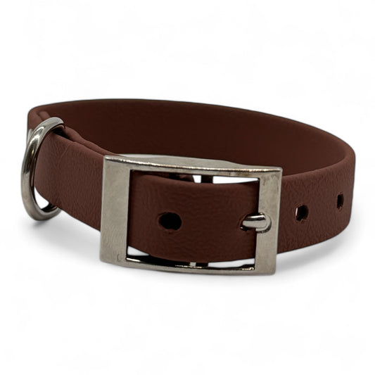 'Brown' halsband met chroom afwerking