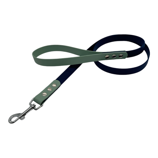 standaard leiband duo tone - navy blue/sage green - 120cm, 19mm