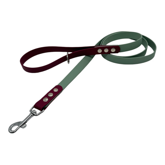 standaard leiband duo tone - wine red/sage green - 150cm, 19mm