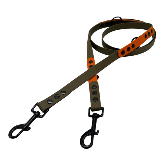 verstelbare leiband duo tone - military olive/burnt orange - 200cm, 19mm